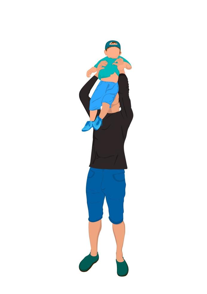 Graphics Design Father holding the young boy on hands vector illustration