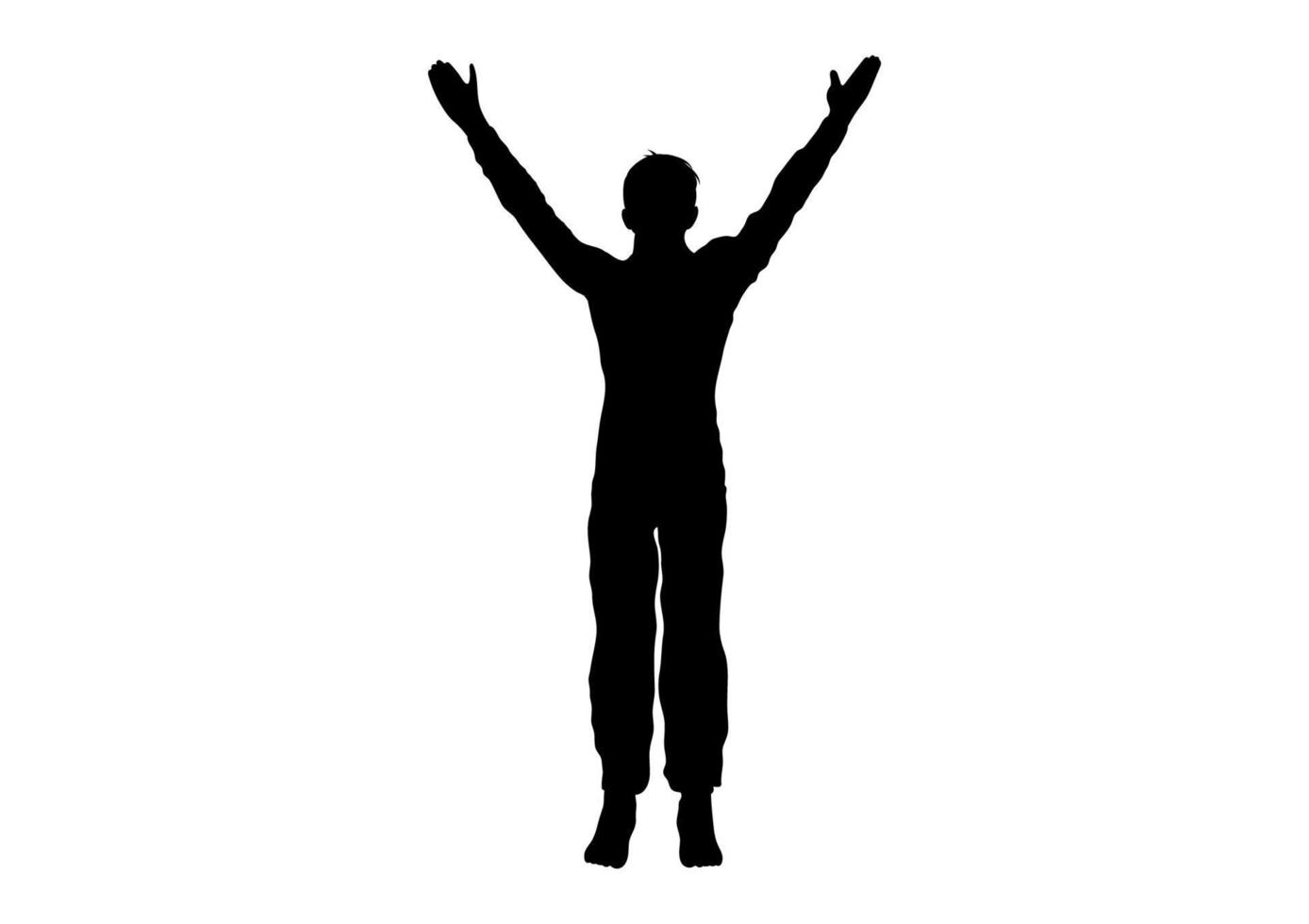 drawing silhouette the man standing raise your hand with isolated white background vector illustration