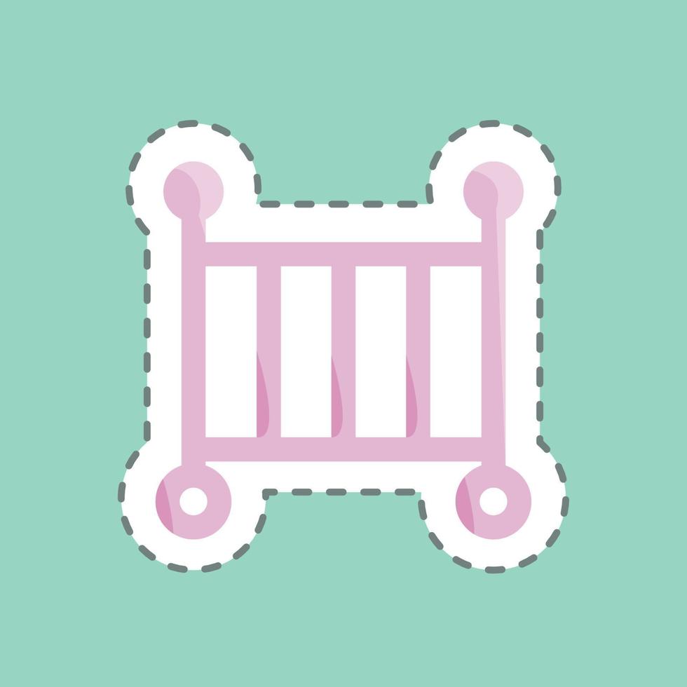 Sticker line cut Crib. suitable for Kids symbol. simple design editable. design template vector. simple illustration vector