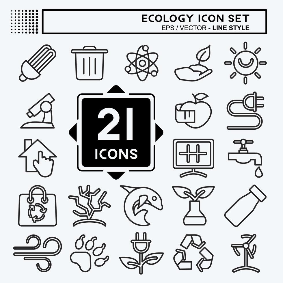 Icon Set Ecology. suitable for education symbol. line style. simple design editable. design template vector. simple illustration vector