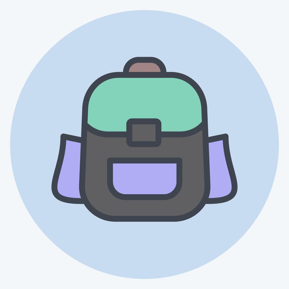 Icon Backpack. suitable for education symbol. color mate style. simple design editable. design template vector. simple illustration vector