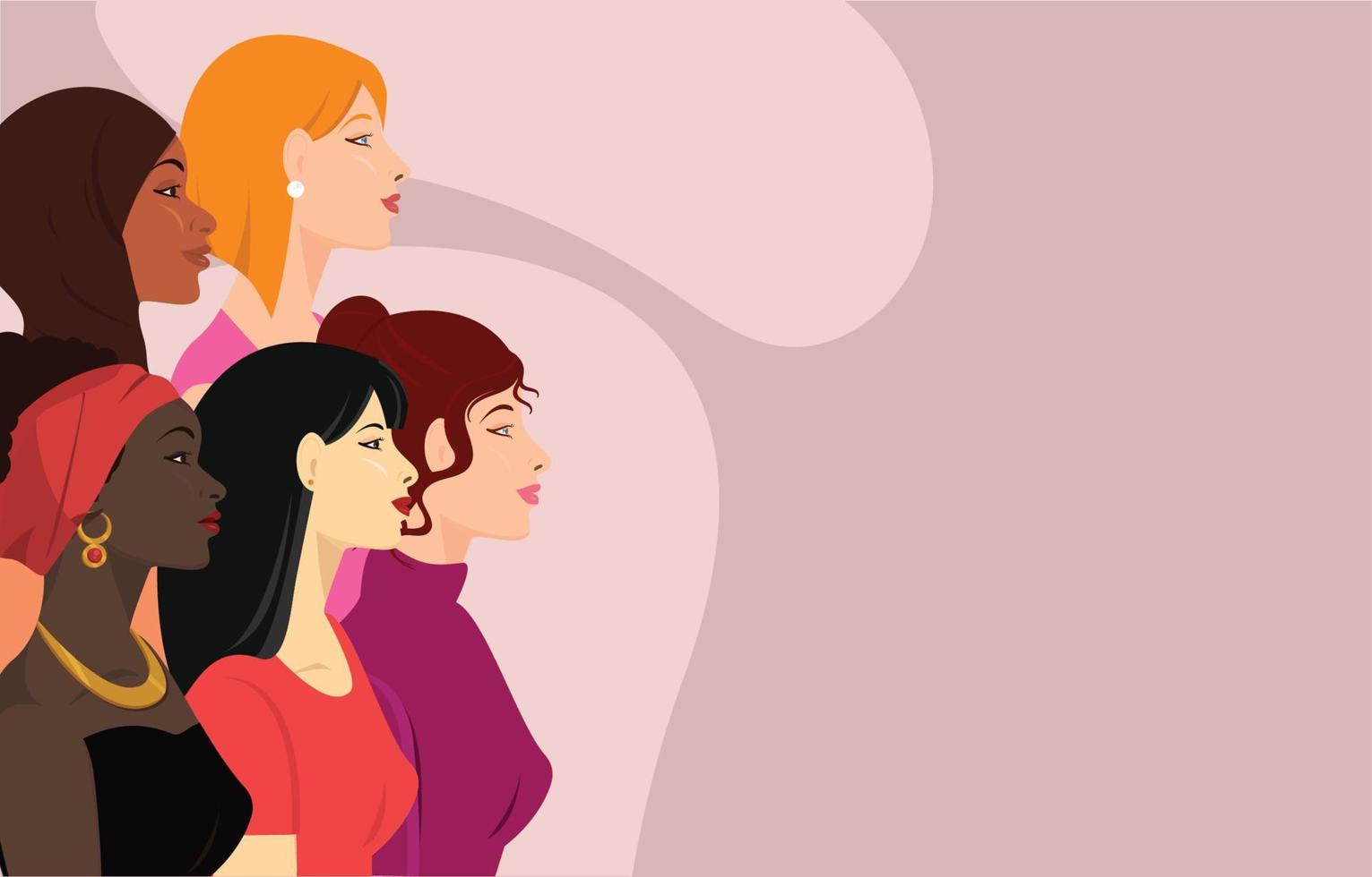 Multiracial Women in Side View vector