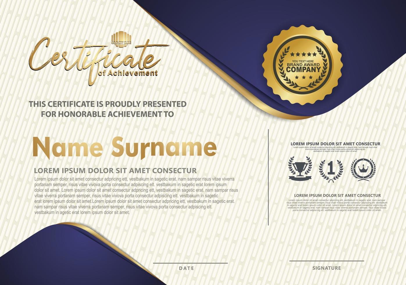 Certificate template with luxury and elegant texture modern pattern, diploma, Vector illustration