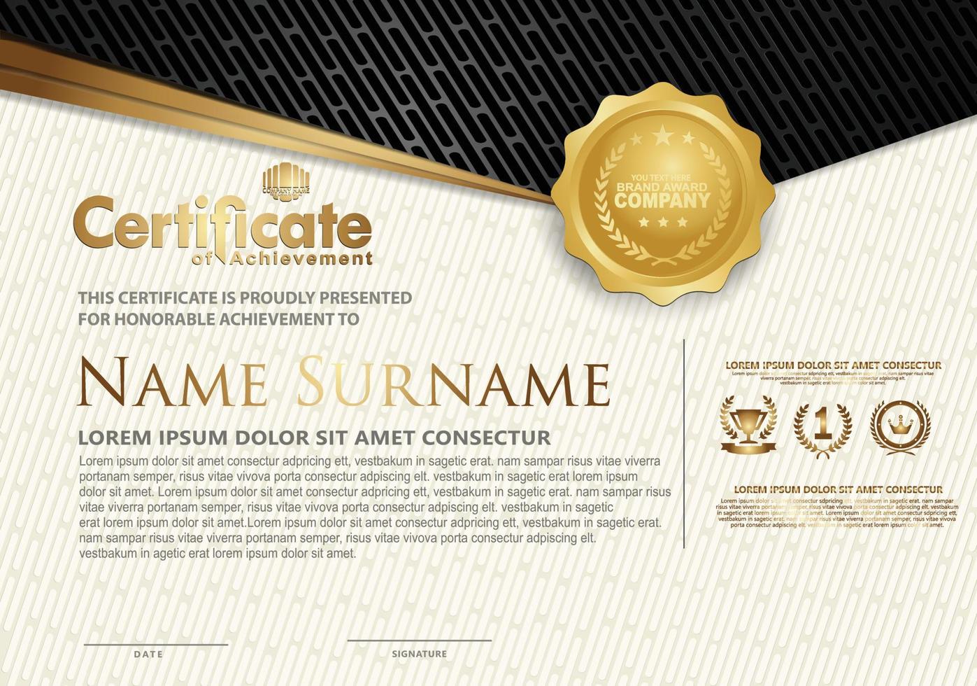 Certificate template with textured background, vector