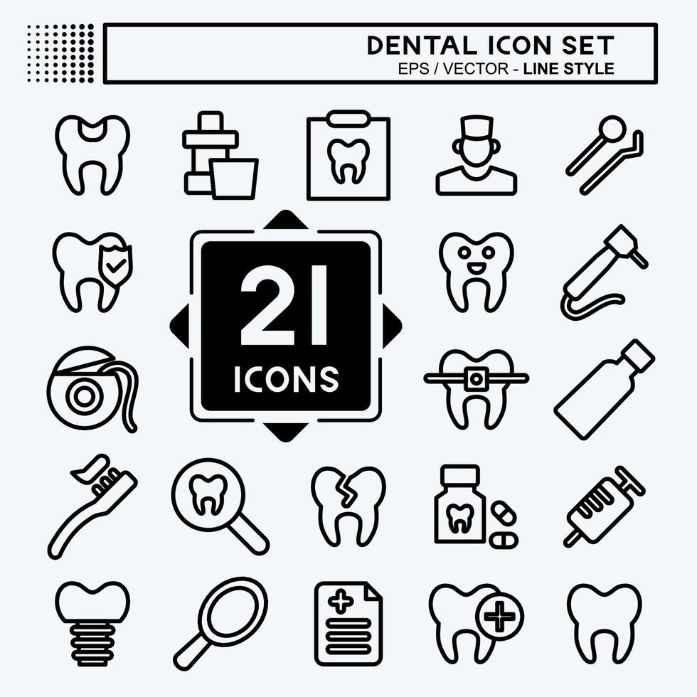 Icon Set Dental. suitable for medicine symbol. line style. simple design editable. design template vector. simple illustration vector