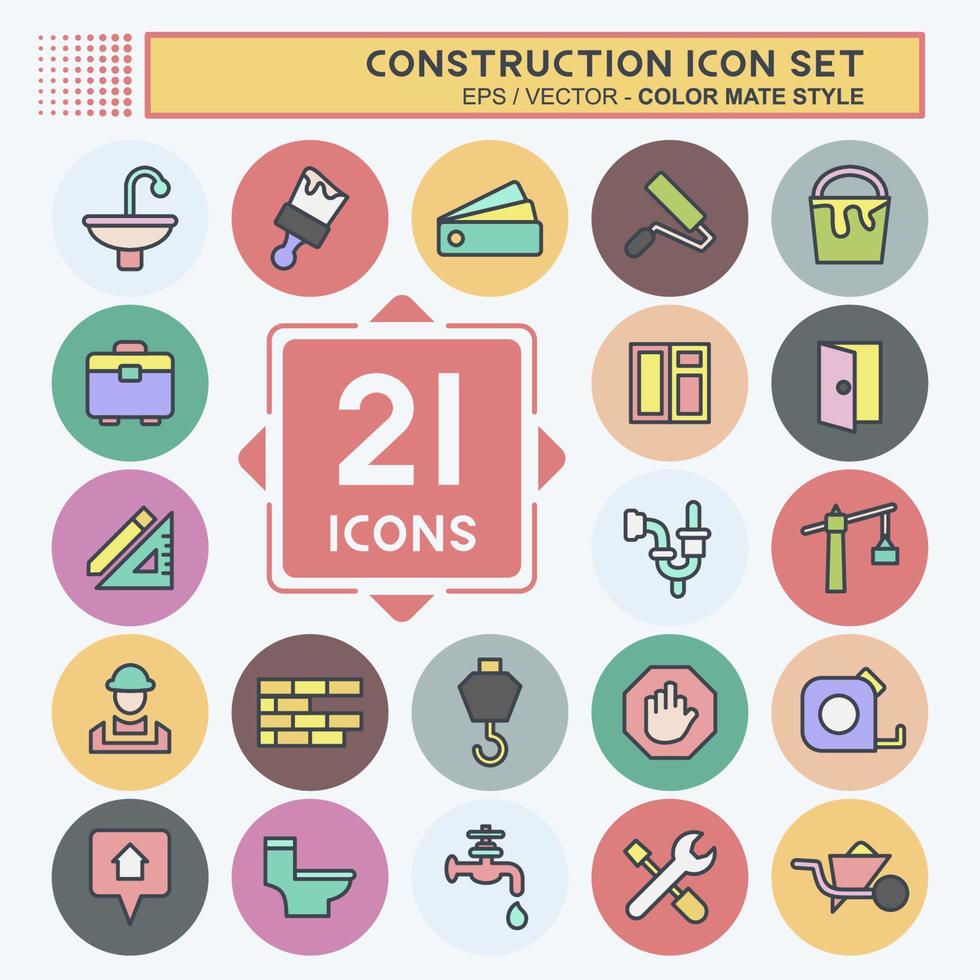 Icon Set Construction. suitable for building symbol. color mate style. simple design editable. design template vector. simple illustration vector