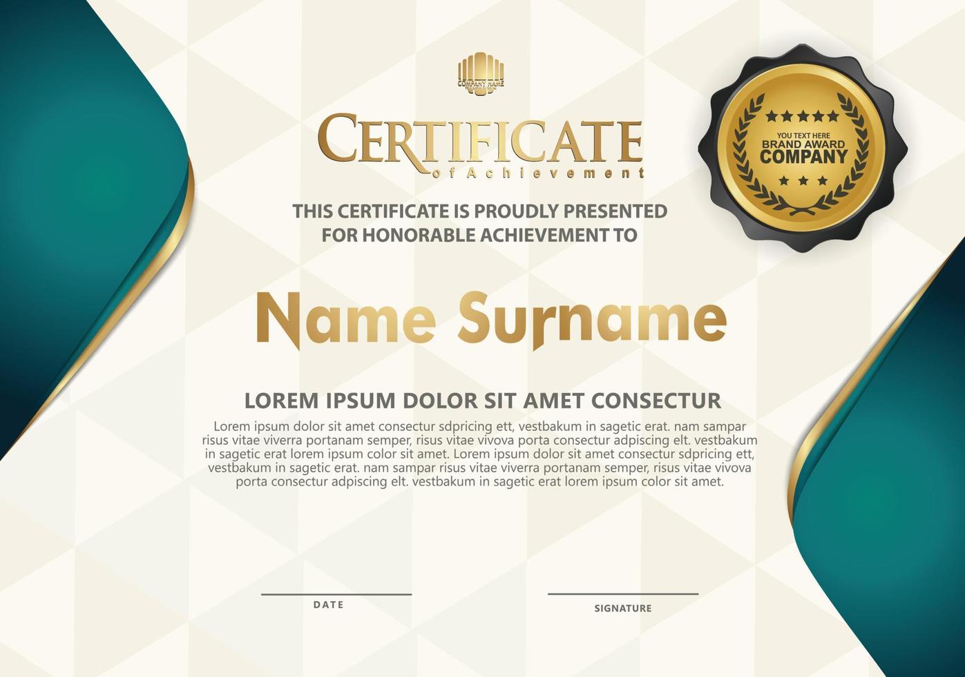 Certificate template with luxury and elegant texture modern pattern, diploma, Vector illustration