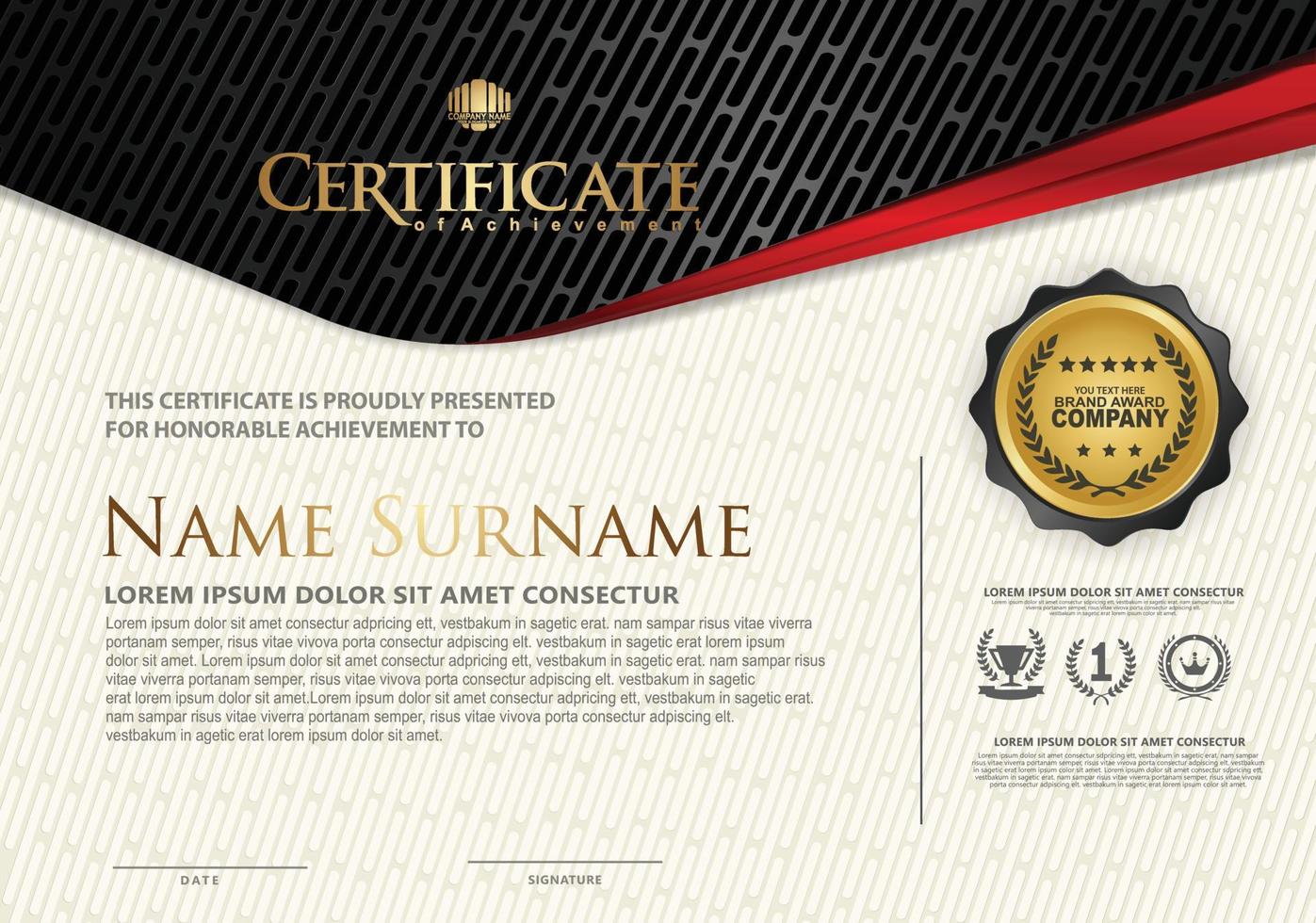 Certificate template with textured background, vector