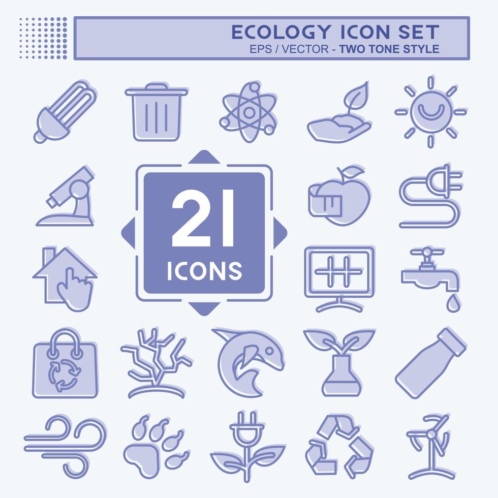 conjunto de iconos ecología. adecuado para el símbolo de la educación. estilo de dos tonos. diseño simple editable. vector de plantilla de diseño. ilustración sencilla