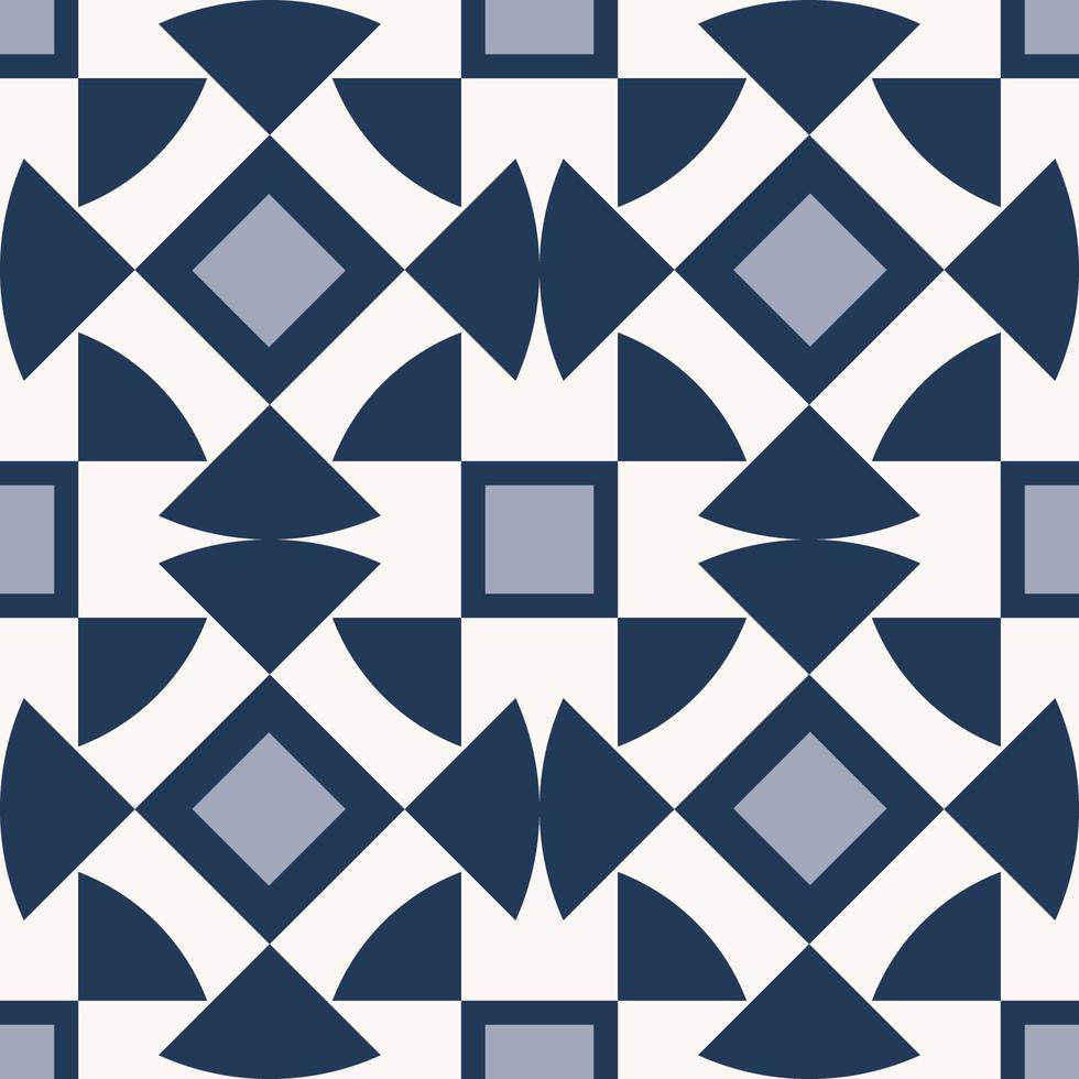 Square-triangle geometric shape seamless pattern background. Contemporary blue color design. Use for home interior decoration elements. vector