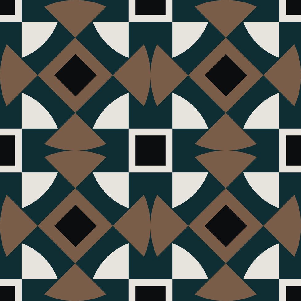 Square-triangle geometric shape seamless pattern background. Modernist mid-century classic color design. Use for home interior decoration elements. vector