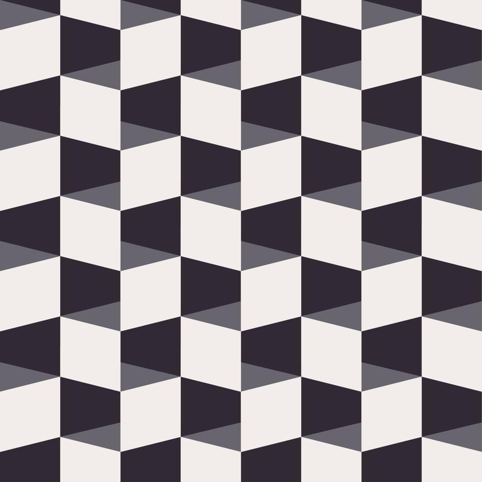 Isometric square box shape black and white color background. Dimensional checkered seamless pattern design. Use for fabric, textile, interior decoration elements, upholstery, wrapping. vector
