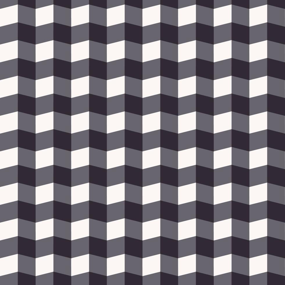 fondo de color blanco y negro con forma de caja cuadrada geométrica pequeña dimensional. diseño de patrones sin fisuras en zigzag a cuadros. uso para telas, textiles, elementos de decoración de interiores, tapicería, envoltura. vector