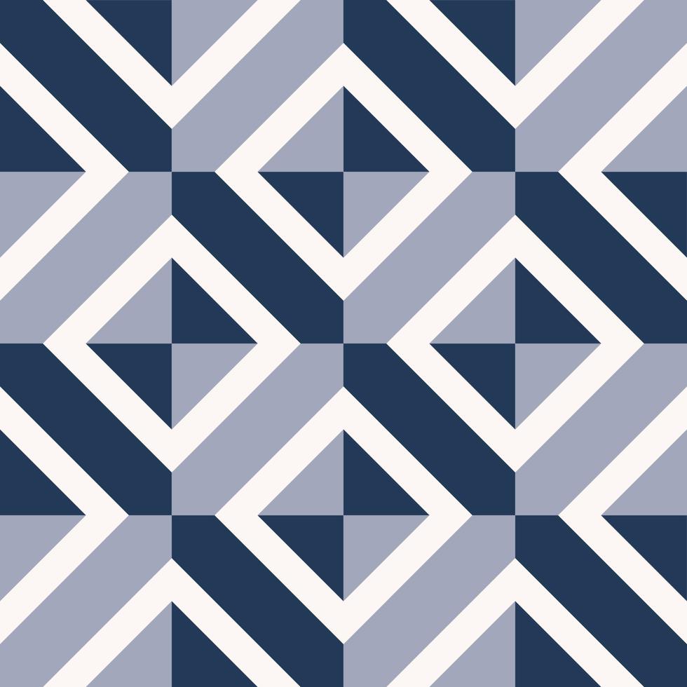 Checkered blue color background with white square diamond line shape seamless overlap pattern. Use for interior decoration elements. vector