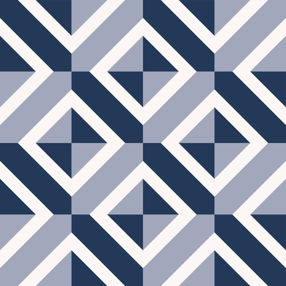 Checkered blue color background with white square diamond line shape seamless overlap pattern. Use for interior decoration elements. vector