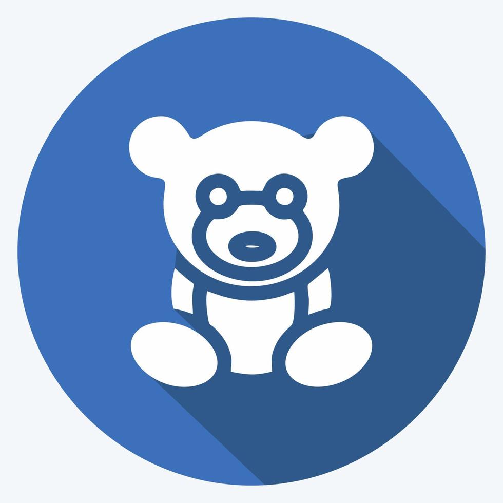 icono de oso de peluche. adecuado para el símbolo de los niños. estilo de sombra larga. diseño simple editable. vector de plantilla de diseño. ilustración sencilla