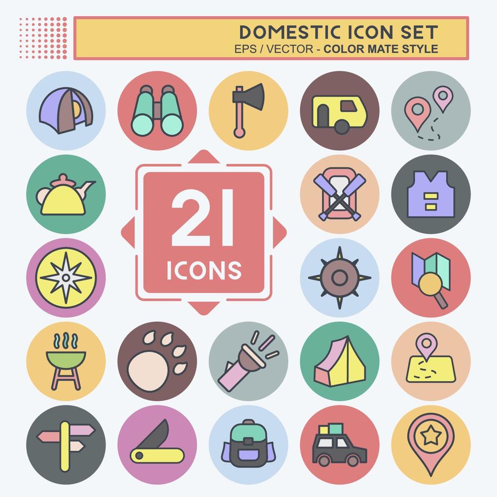 Icon Set Domestic. suitable for education symbol. color mate style. simple design editable. design template vector. simple illustration vector