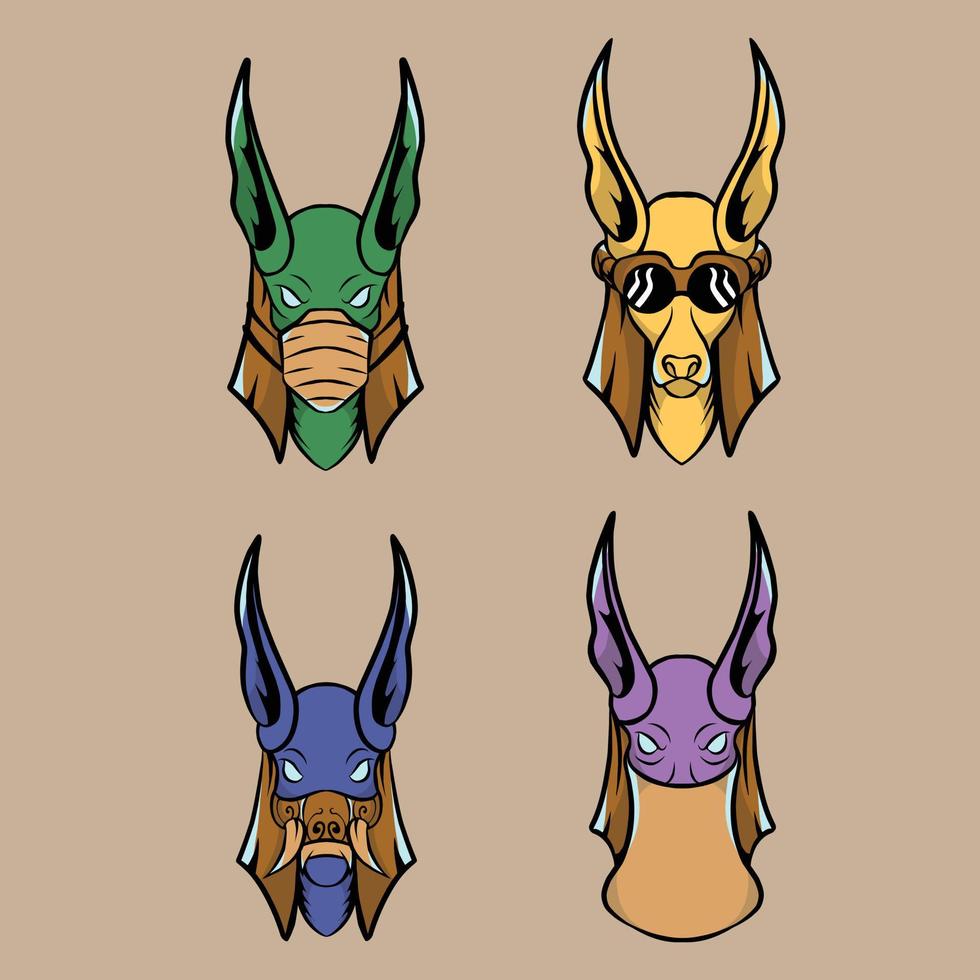 anubis establece una ilustración vectorial que está hecha específicamente para las necesidades de las pegatinas de marca, etc. vector