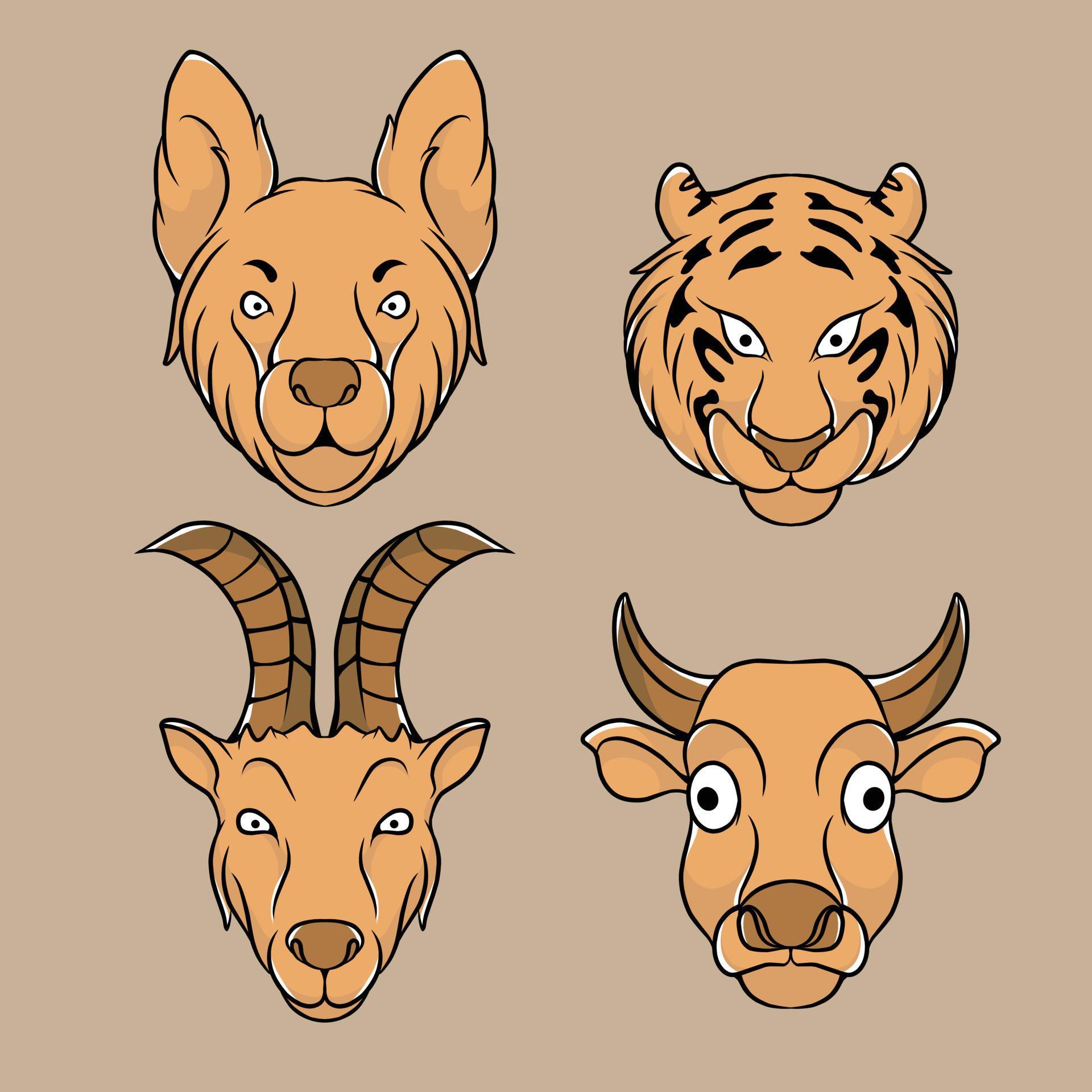 animal head set vector illustration with an attractive appearance for