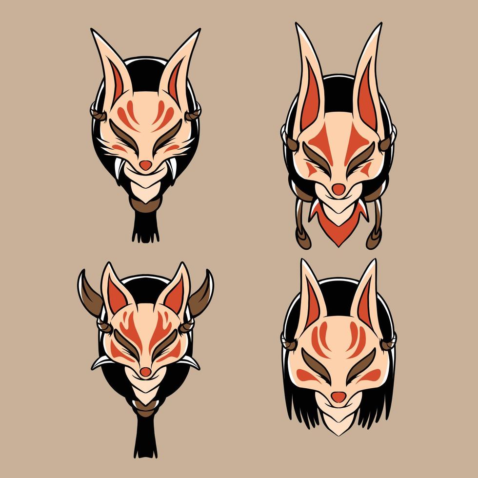 kitsune mask lady vector illustration made for branding needs and so on