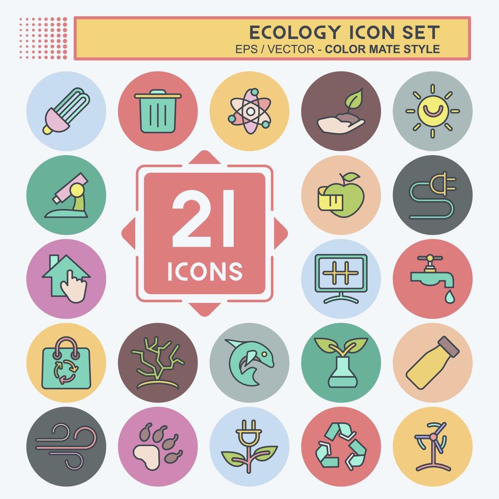 Icon Set Ecology. suitable for education symbol. color mate style. simple design editable. design template vector. simple illustration vector