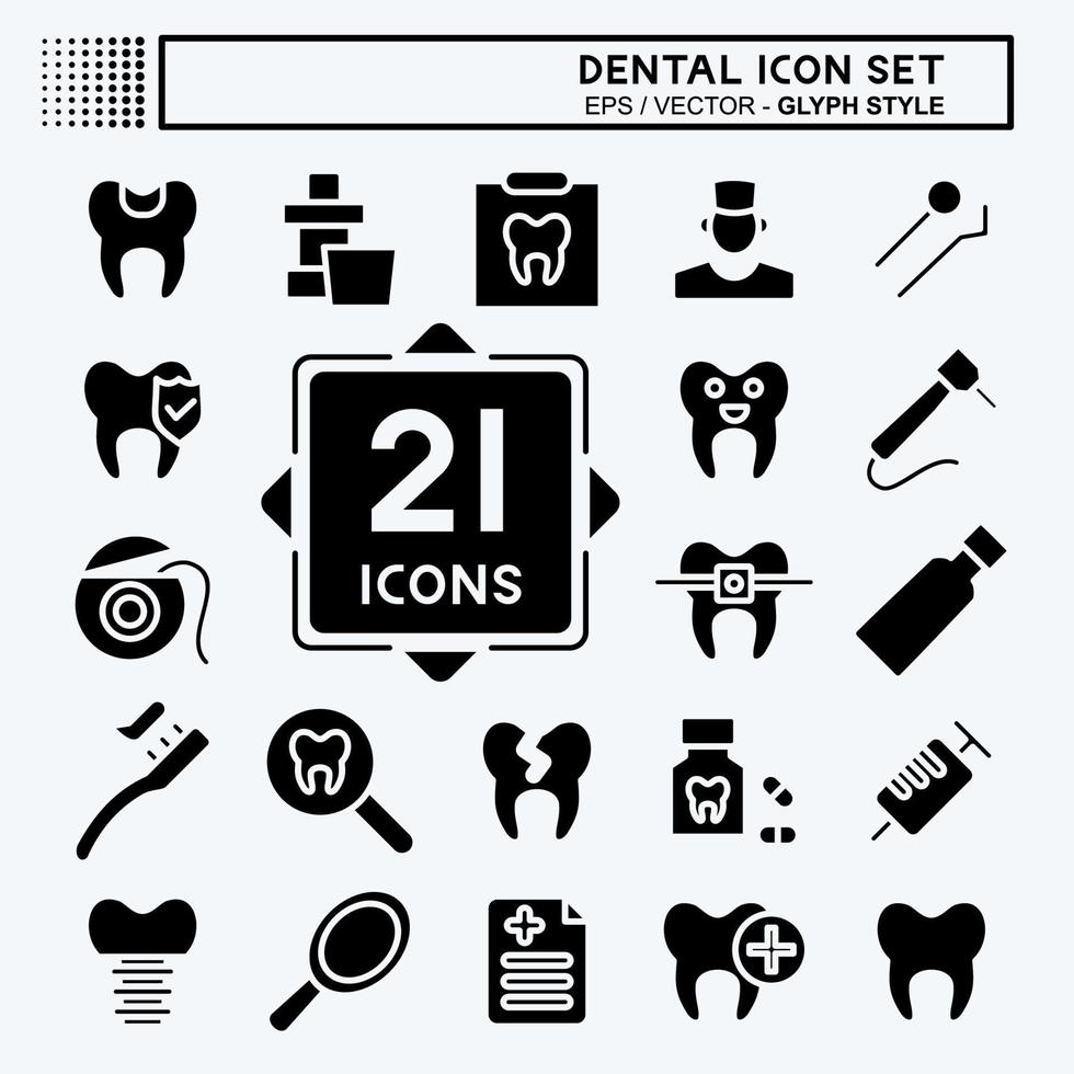 Icon Set Dental. suitable for medicine symbol. glyph style. simple design editable. design template vector. simple illustration vector