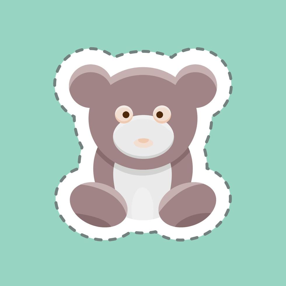 Sticker line cut Teddy Bear. suitable for Kids symbol. simple design editable. design template vector. simple illustration vector