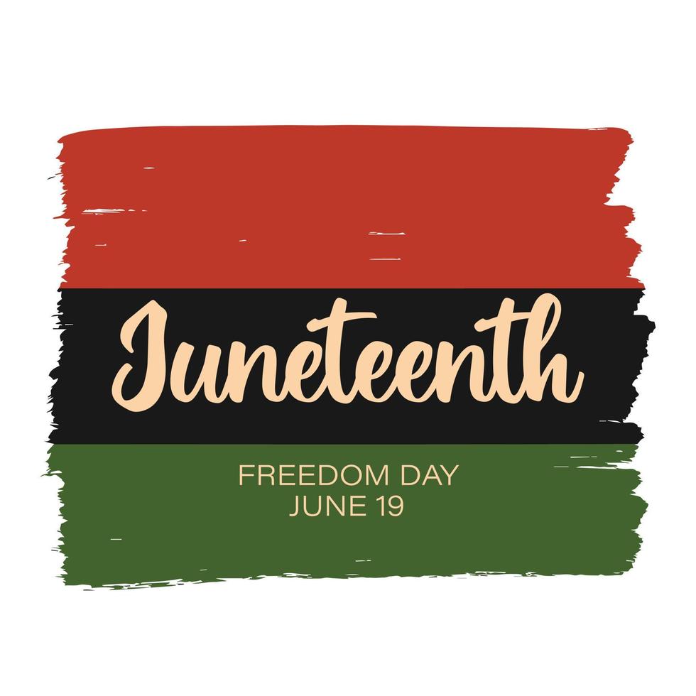 Pan African red black green flag background. simple vector greeting card for Juneteenth celebration on June 19.