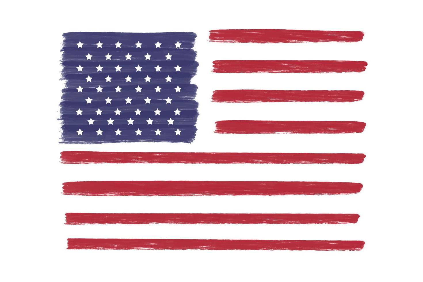 Artistic paint textured American flag of USA, grunge brush strokes red and blue. Design element for US holidays. vector