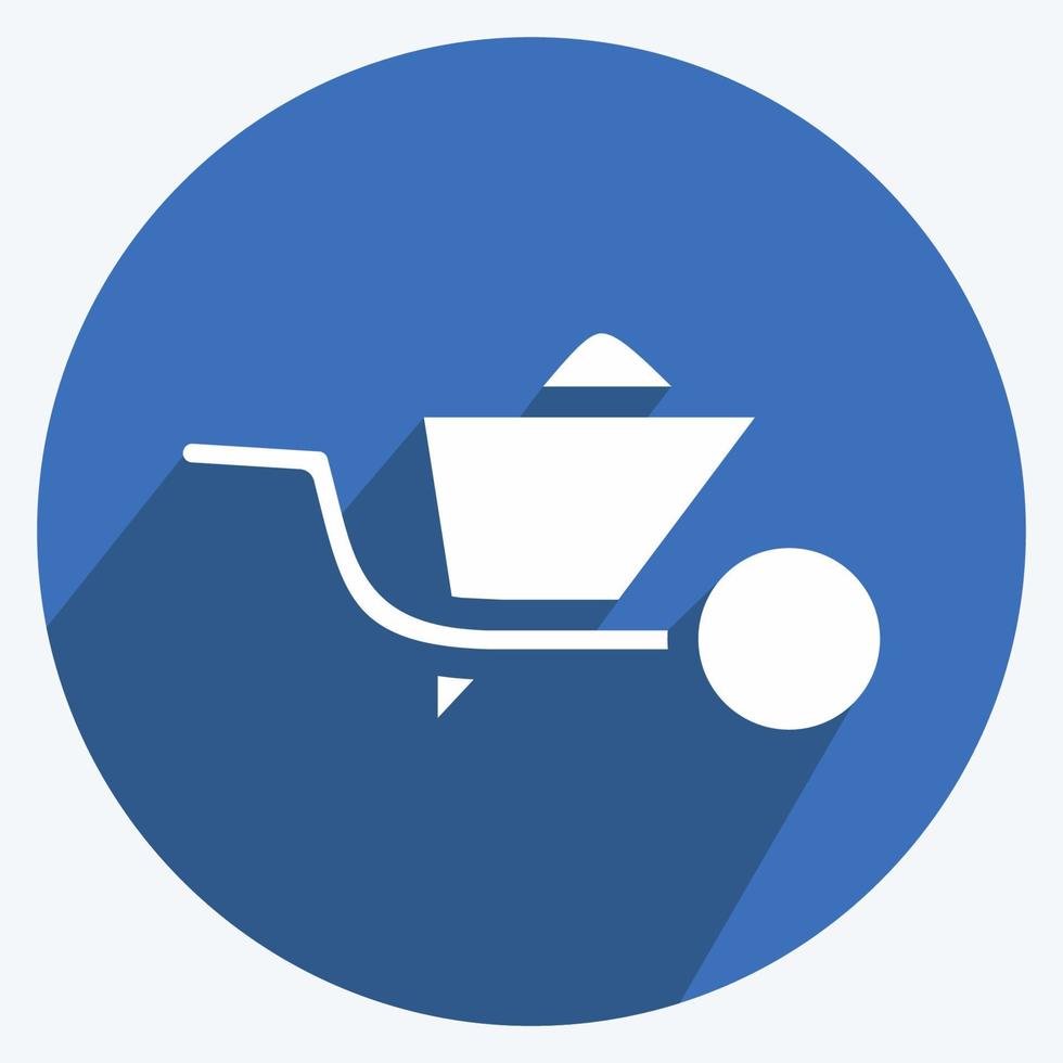 Icon Wheelbarrow. suitable for building symbol. long shadow style. simple design editable. design template vector. simple illustration vector