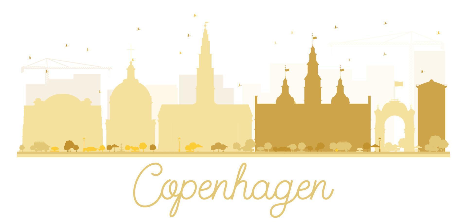 Copenhagen City skyline golden silhouette. vector