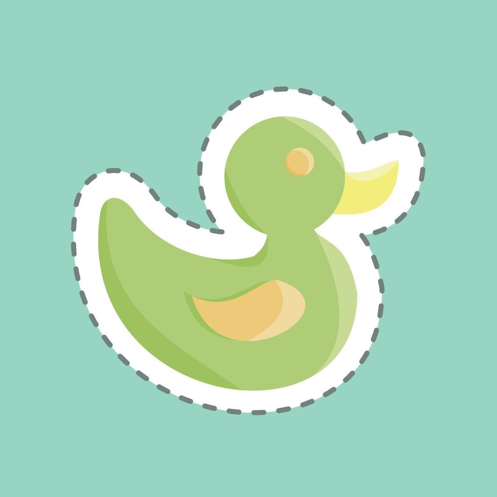 juguete de pato de corte de línea de pegatina. adecuado para el símbolo de los niños. diseño simple editable. vector de plantilla de diseño. ilustración sencilla