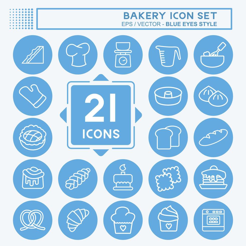 Icon Set Bakery. suitable for Bakery symbol. blue eyes style. simple design editable. design template vector. simple illustration vector