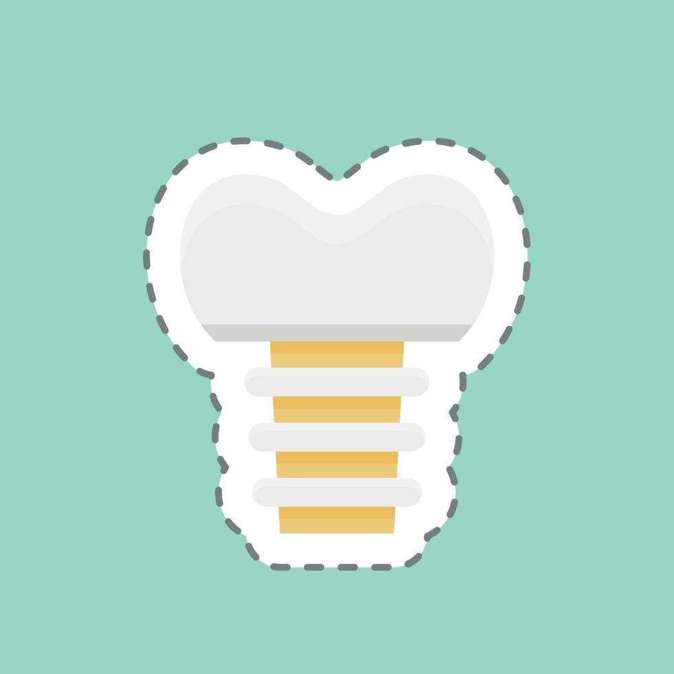 Sticker line cut Dental Implant. suitable for medicine symbol. simple design editable. design template vector. simple illustration vector