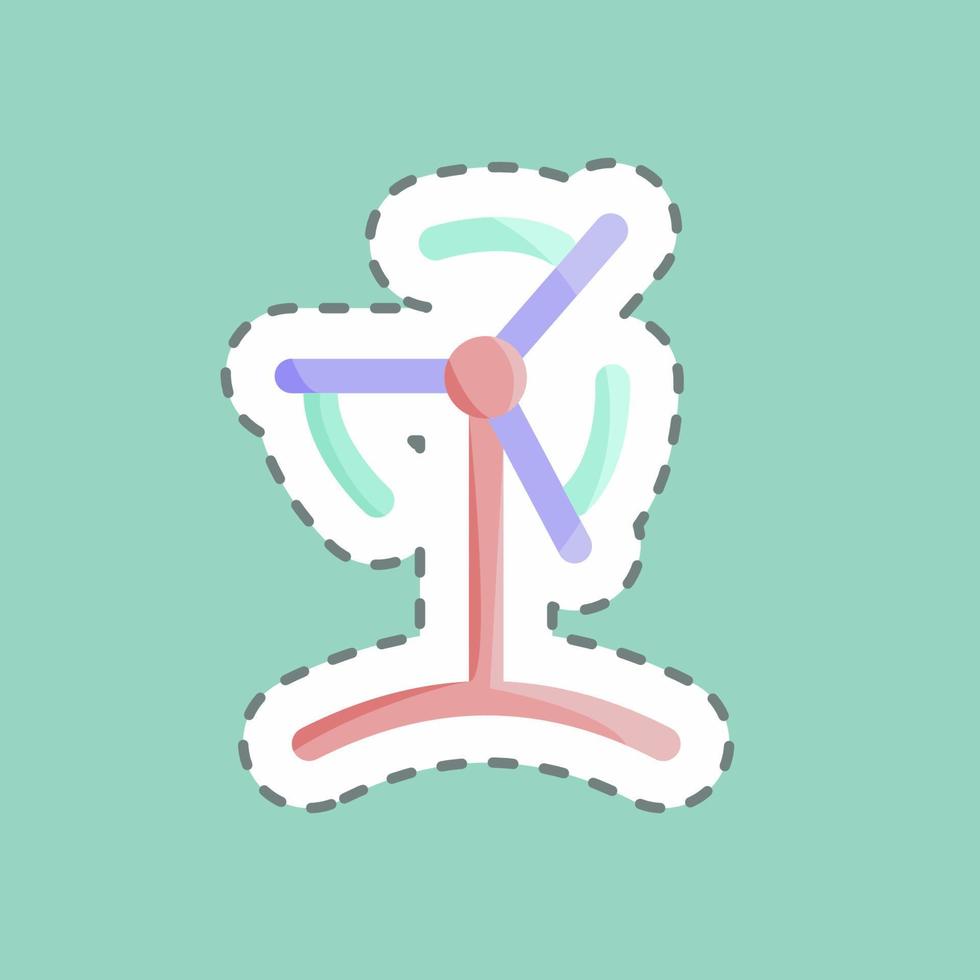 Sticker line cut Wind Turbine. suitable for education symbol. simple design editable. design template vector. simple illustration vector