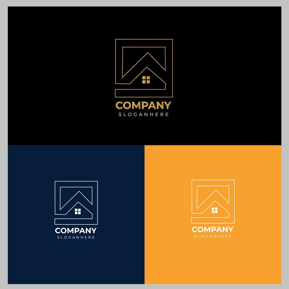 Luxury letter a house for real estate logo design vector