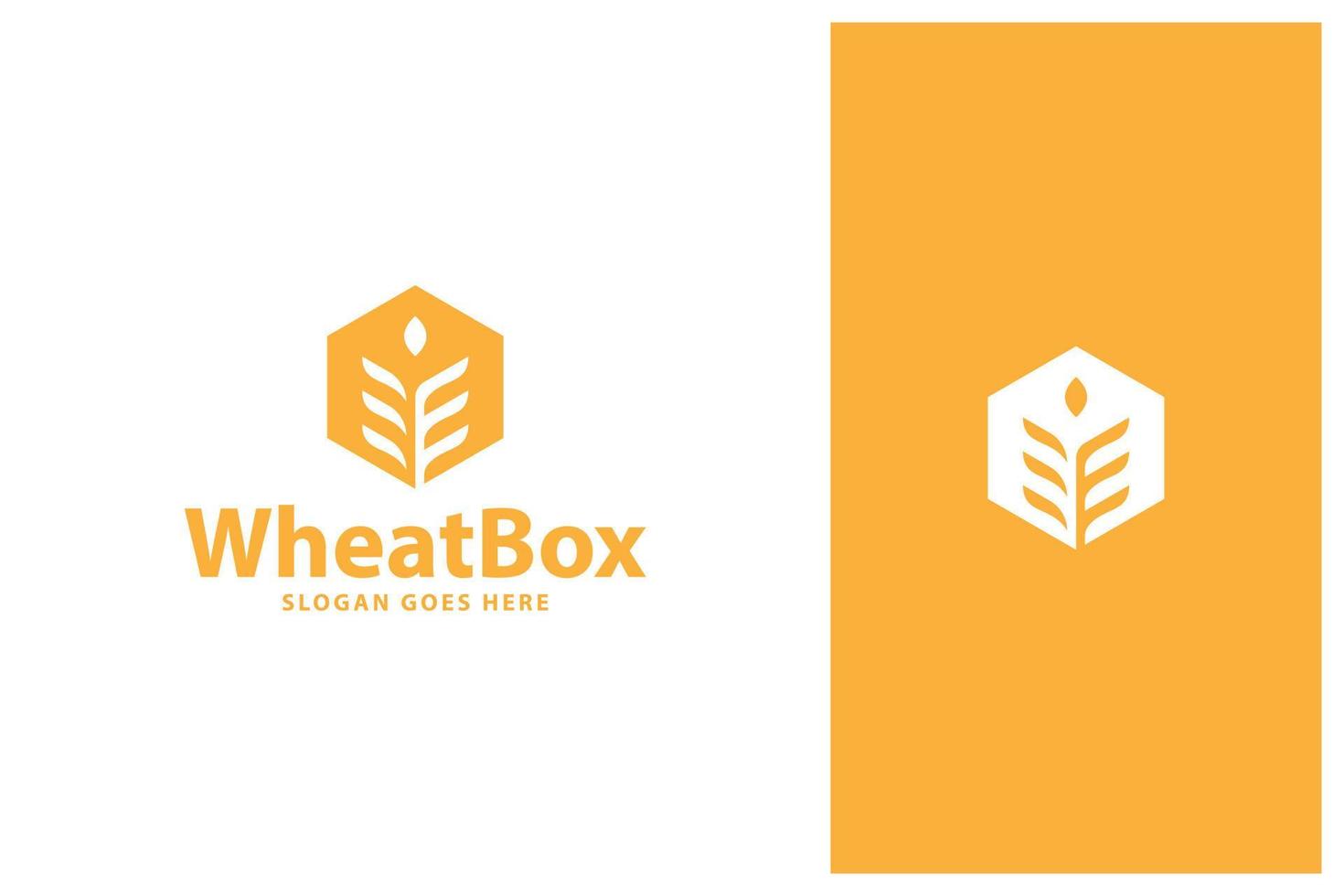 wheat grain with box logo design vector