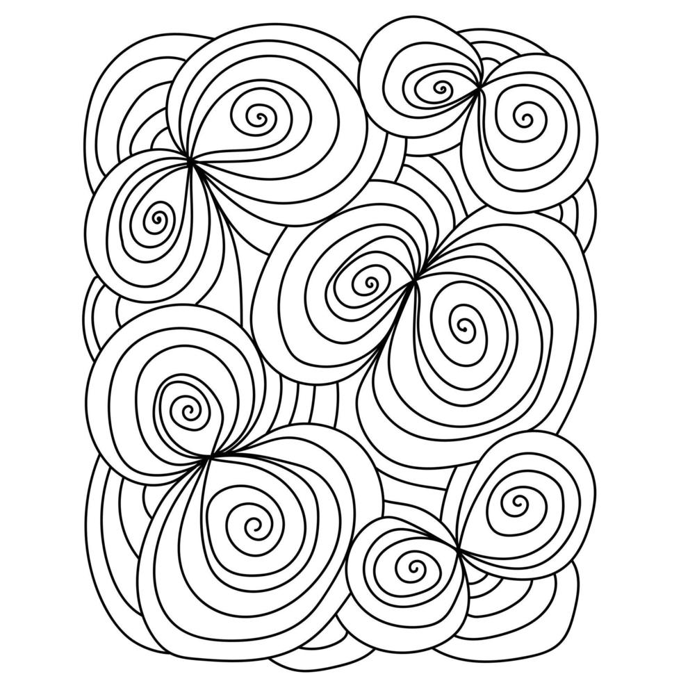 Abstract coloring book page, meditative ornate spirals and stripes for creativity vector