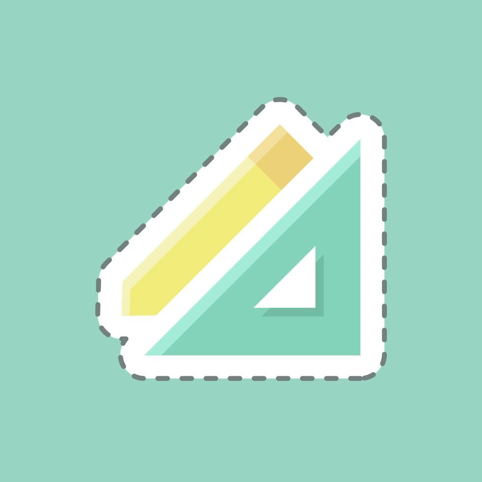 Sticker line cut Pencil and Ruler. suitable for building symbol. simple design editable. design template vector. simple illustration vector