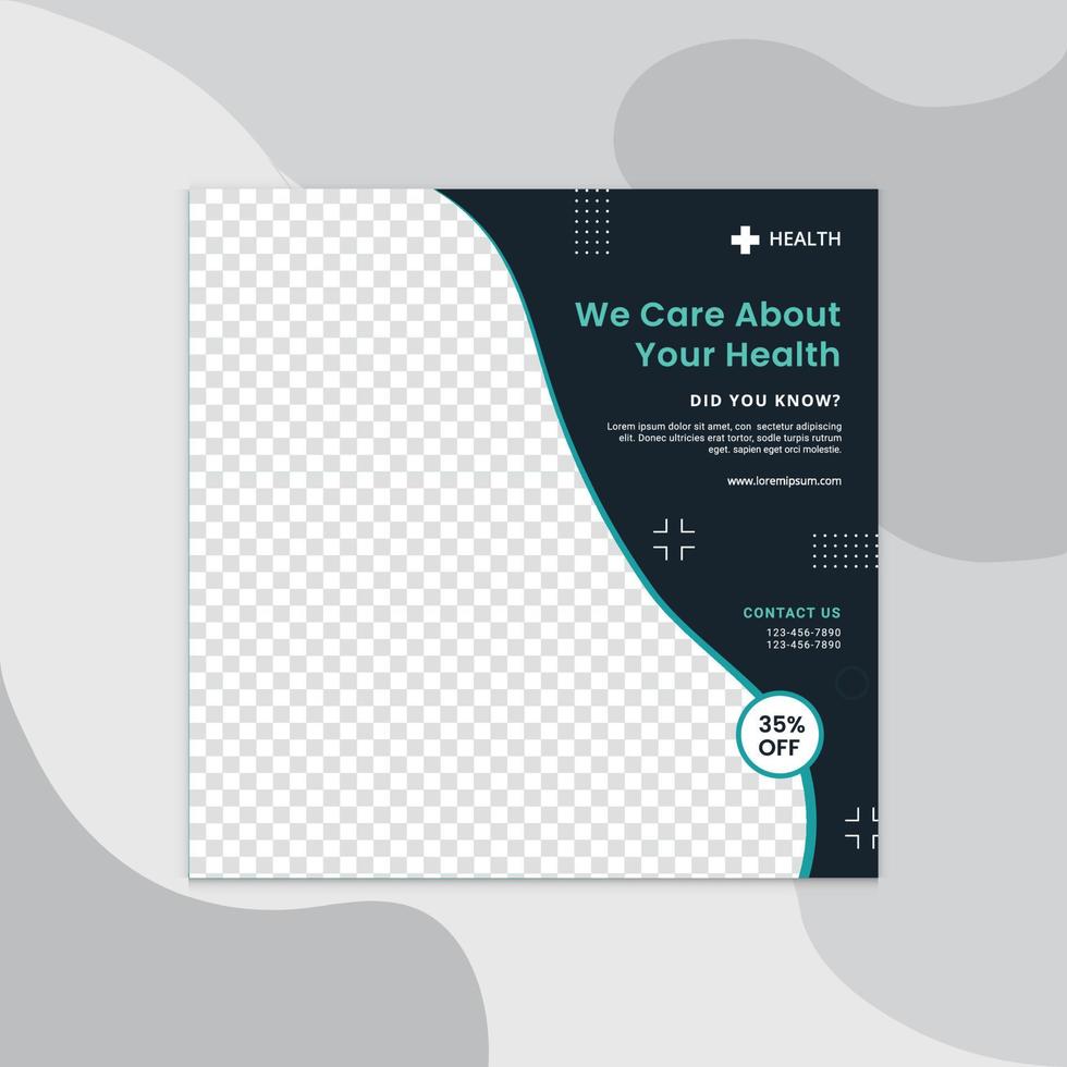 Medical health clinic template for social media post vector template. Medical social media post template. Medical social media banner or square social media post banner.