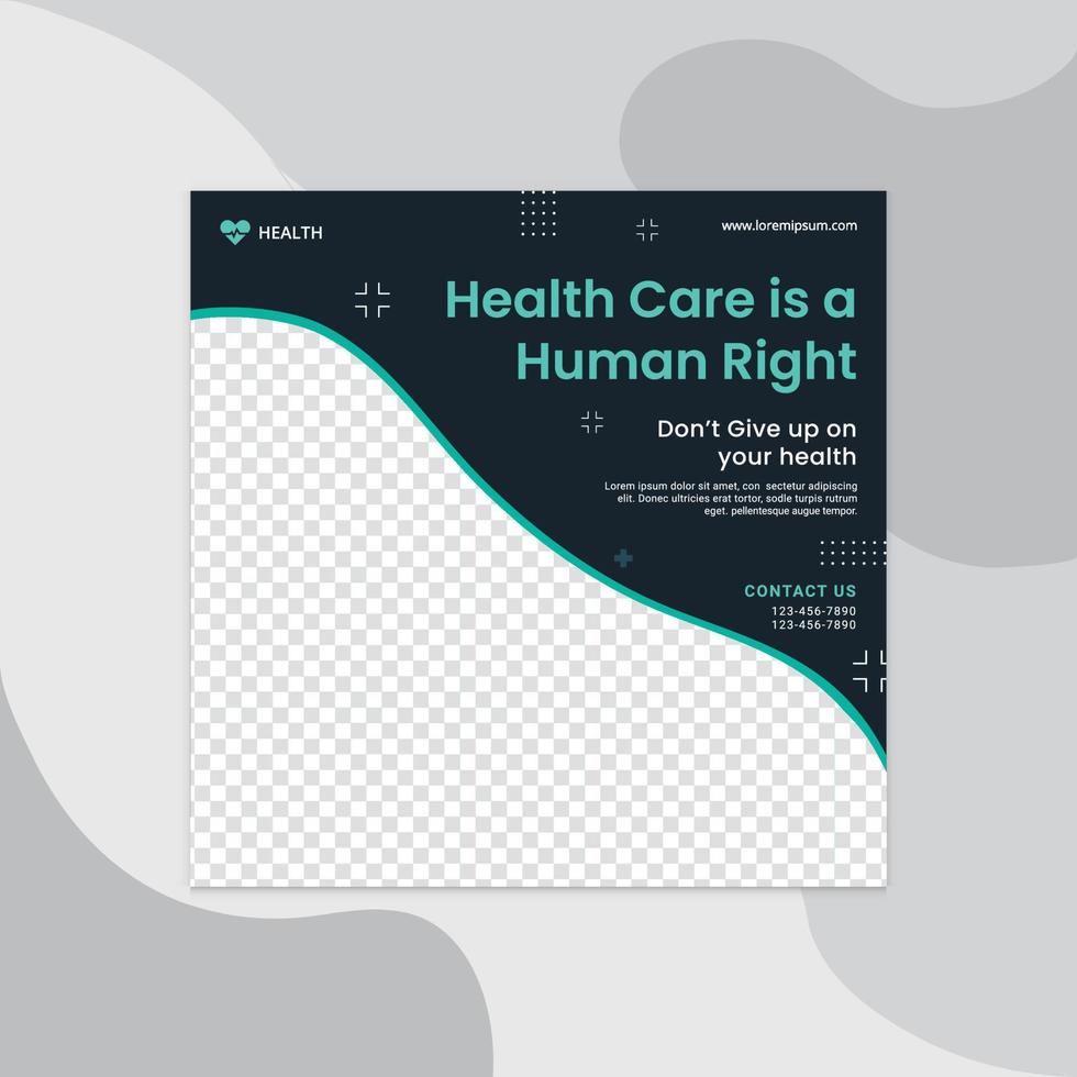 Medical health clinic template for social media post vector template. Medical social media post template. Medical social media banner or square social media post banner.