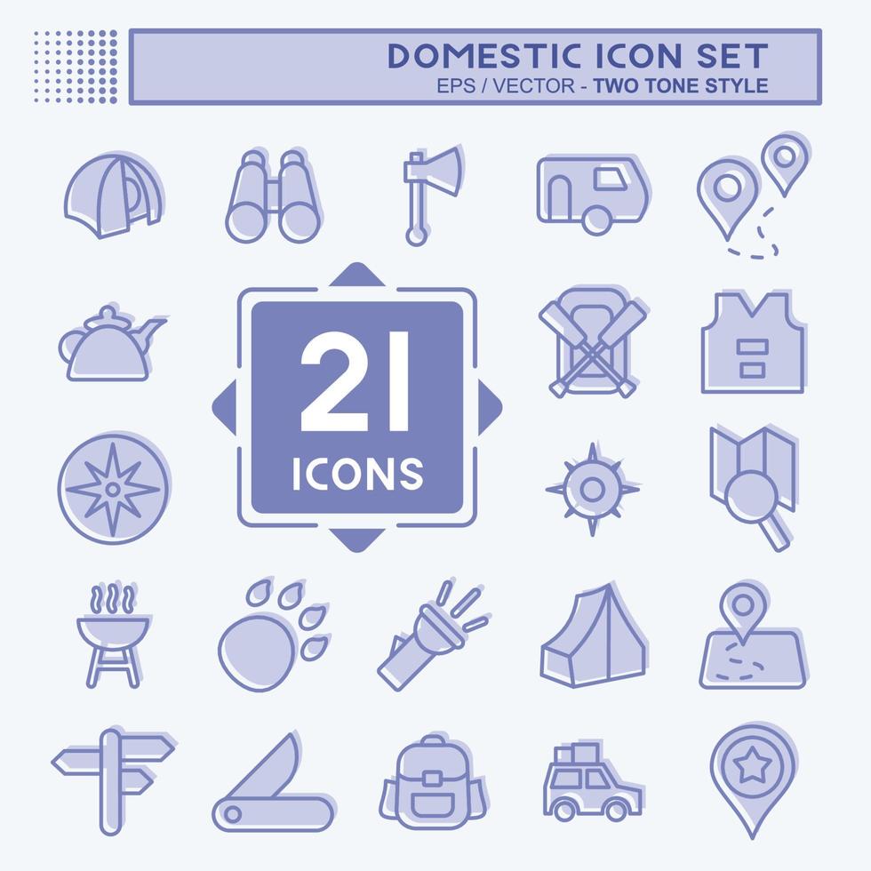 Icon Set Domestic. suitable for education symbol. two tone style. simple design editable. design template vector. simple illustration vector