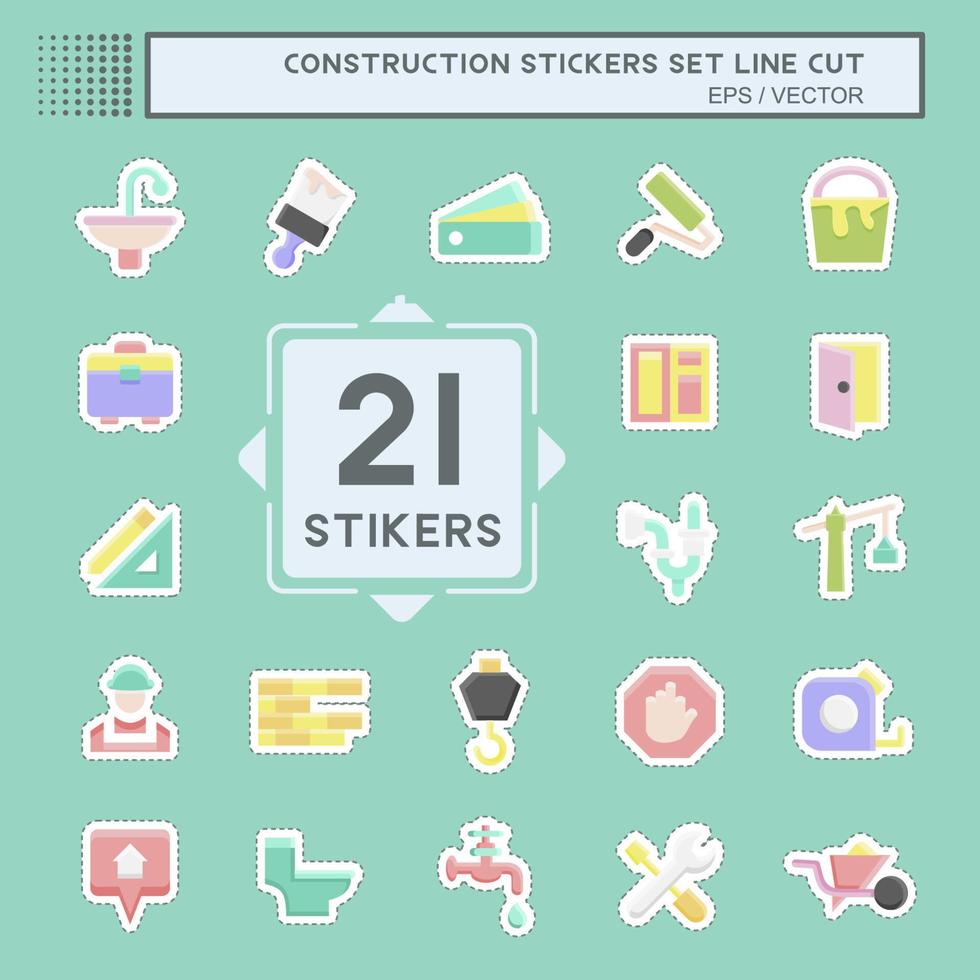 Sticker line cut Set Construction. suitable for building symbol. simple design editable. design template vector. simple illustration vector