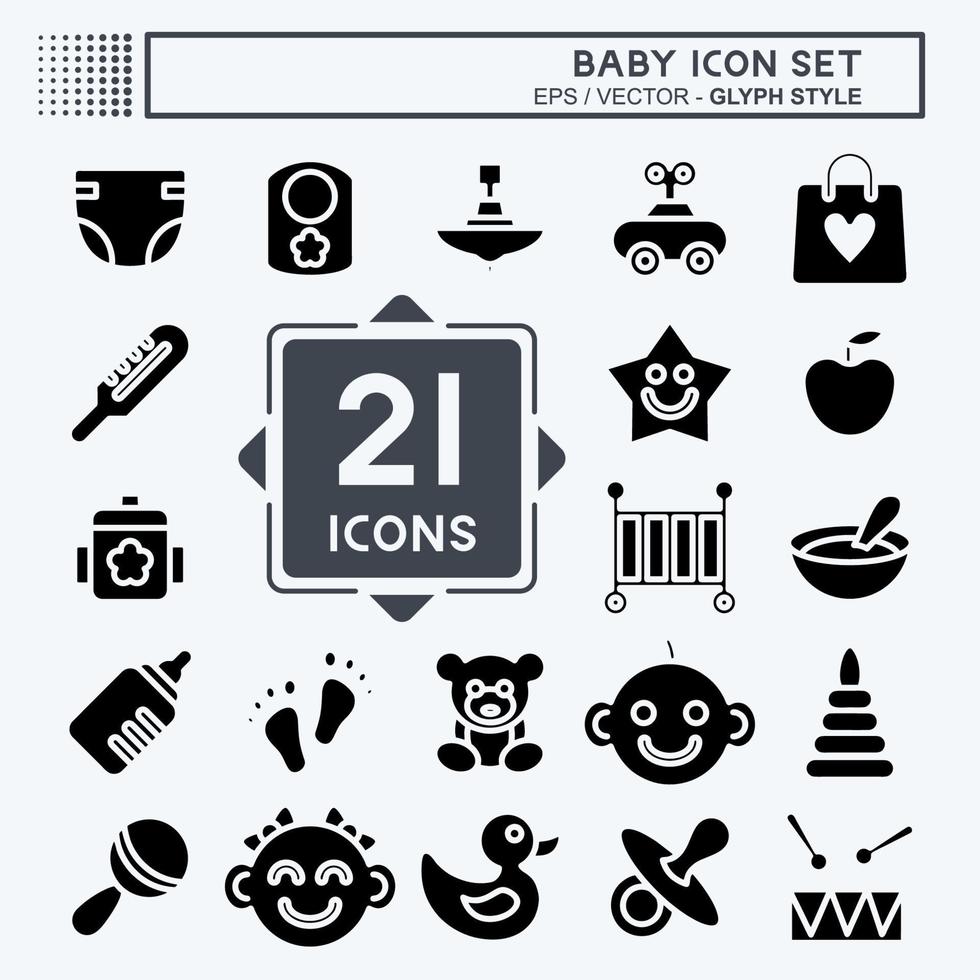 conjunto de iconos bebé. adecuado para el símbolo de los niños. estilo de glifo. diseño simple editable. vector de plantilla de diseño. ilustración sencilla