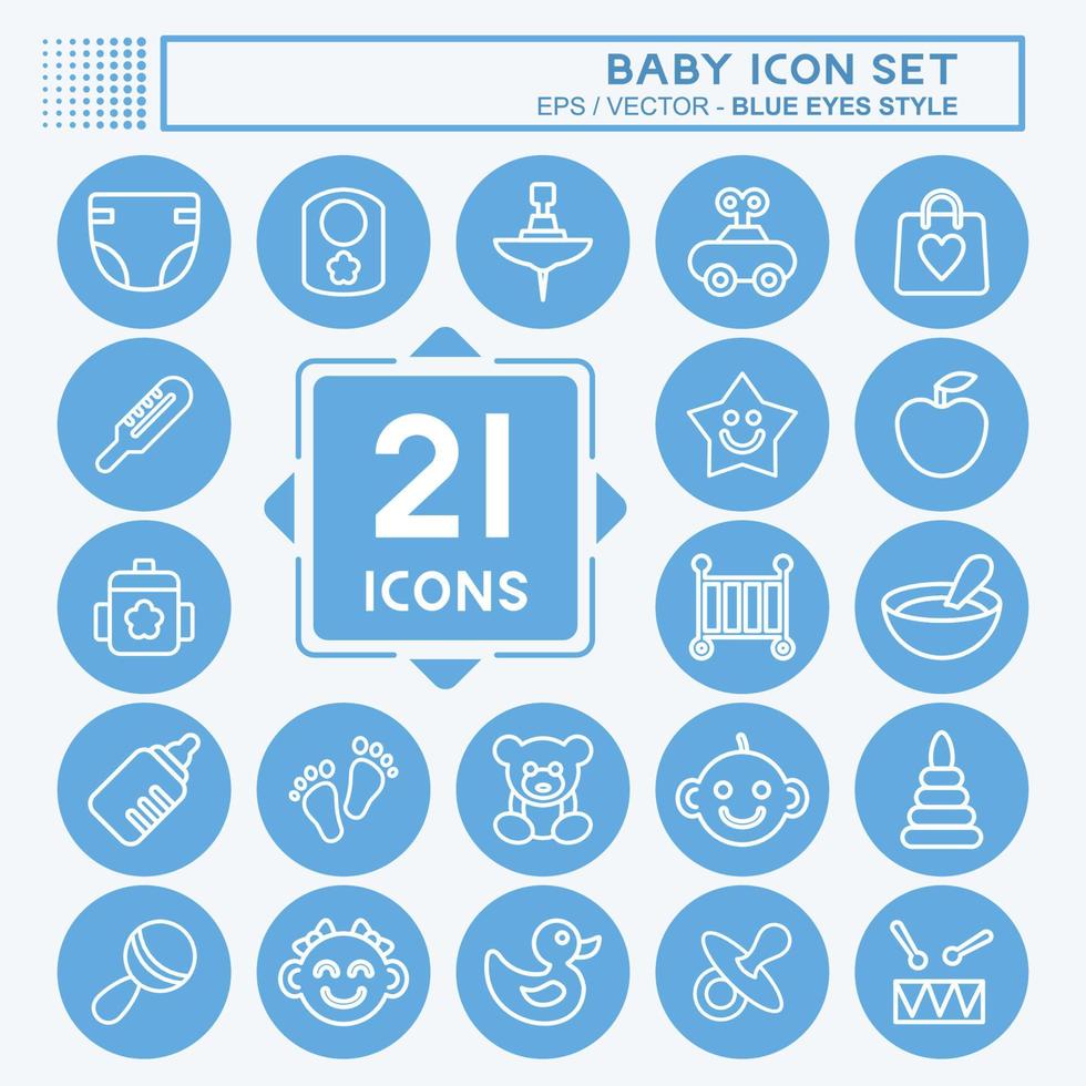 Icon Set Baby. suitable for Kids symbol. blue eyes style. simple design editable. design template vector. simple illustration vector