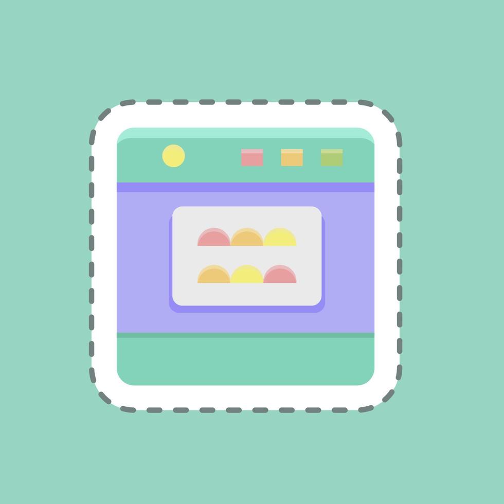 Sticker line cut Oven. suitable for Bakery symbol. simple design editable. design template vector. simple illustration vector