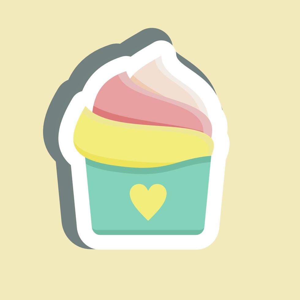 Sticker Cupcake. suitable for Bakery symbol. simple design editable. design template vector. simple illustration vector