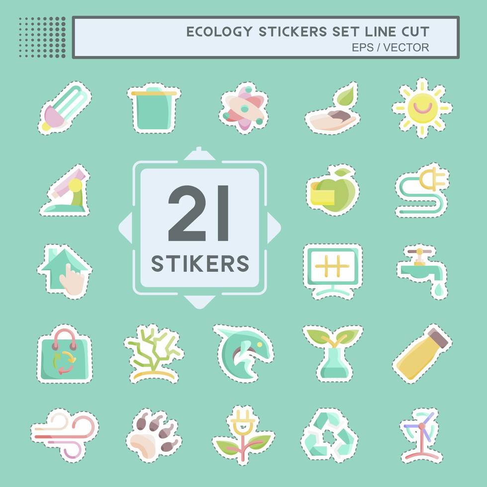 Sticker line cut Set Ecology. suitable for education symbol. simple design editable. design template vector. simple illustration vector