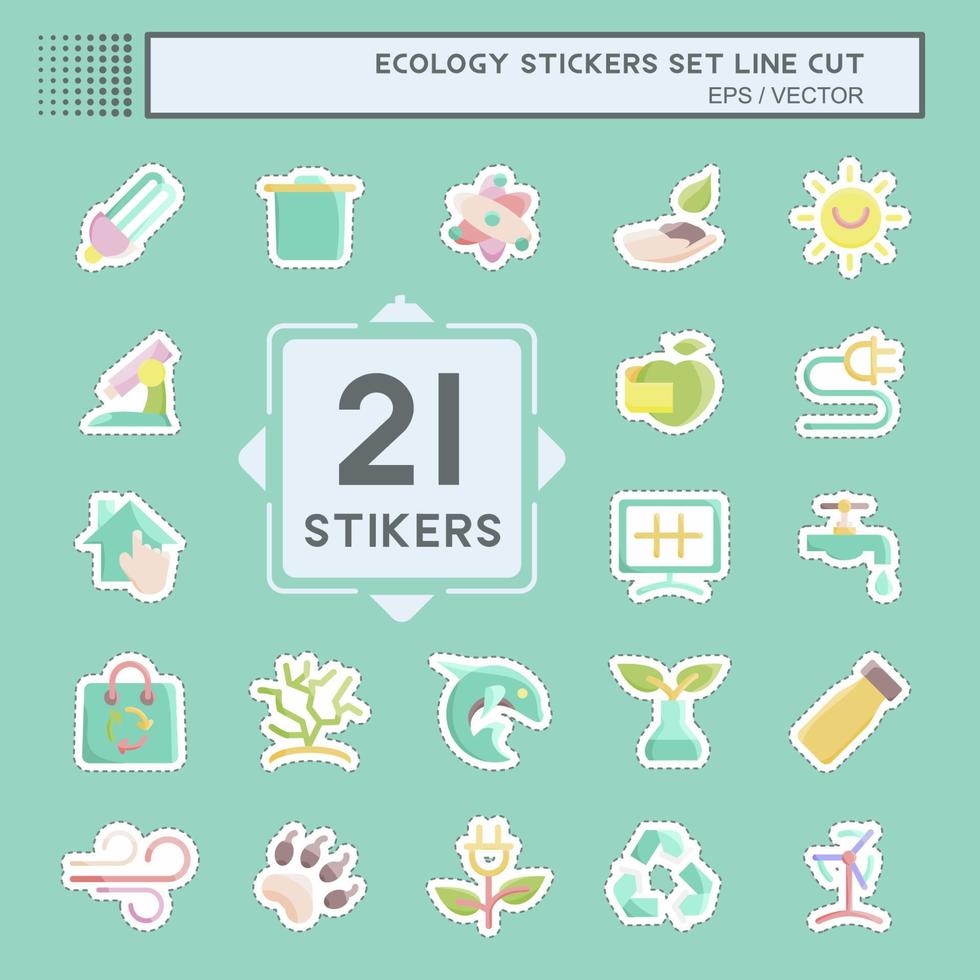 Sticker line cut Set Ecology. suitable for education symbol. simple design editable. design template vector. simple illustration vector