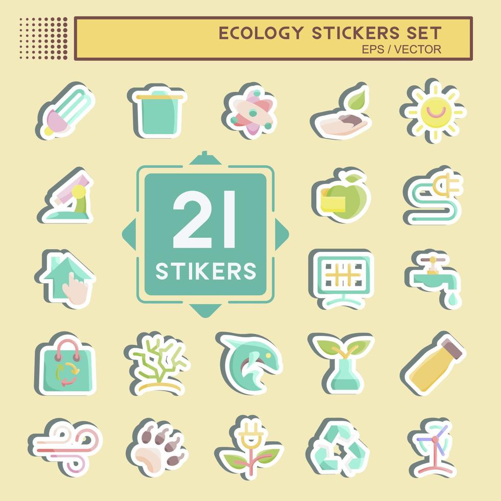 Sticker Set Ecology. suitable for education symbol. simple design editable. design template vector. simple illustration vector